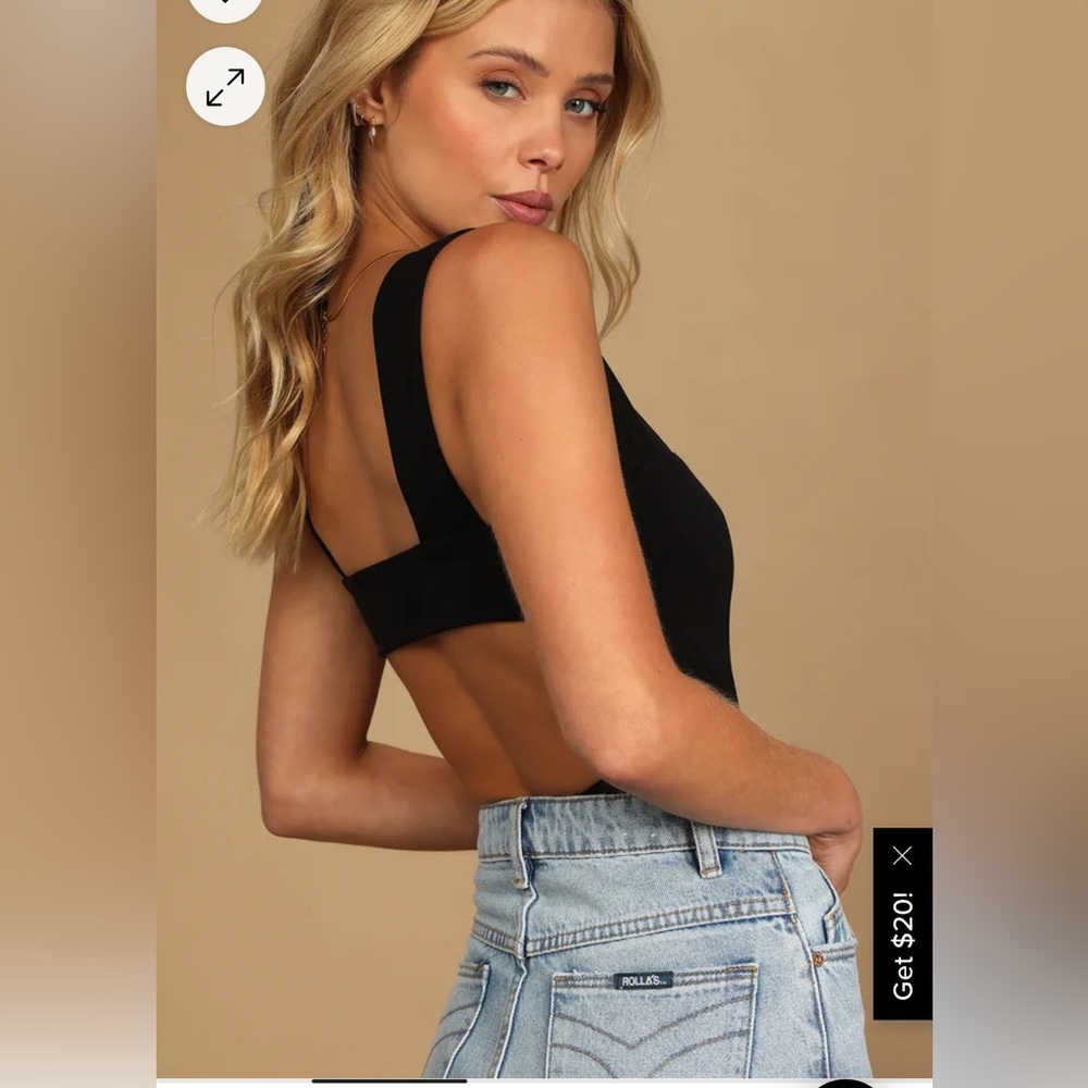 Lulus Final Cut Black Strappy Cutout Back Sleeveless Bodysuit